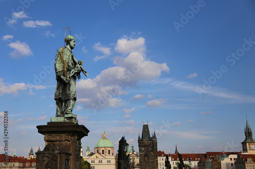 statue of John of Nepomuk at Charles Bridge in Czech Republic