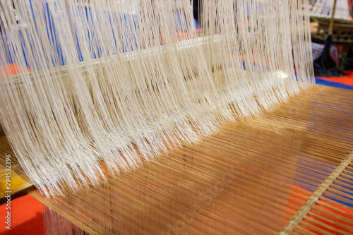 Weaving equipment Household weaving - Detail of weaving loom for homemade silk
