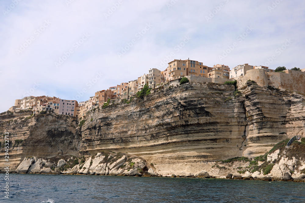 Incredible view of houses of Bonifacio Town in Corsica Island