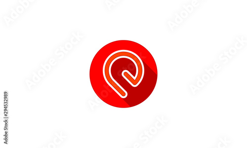 Initial letter e logo template with rounded pin locator symbol in flat design icon illustration