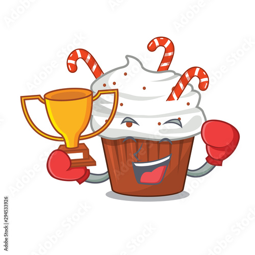 Boxing winner christmas cupcake with in cartoon shape