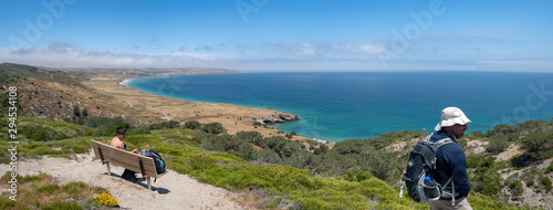 Torry Pines hike, near Ranch at Bechers Bay Pier on a sunny spring day, Santa Rosa Island, Channel Islands National Park, Ventura, California, USA photo