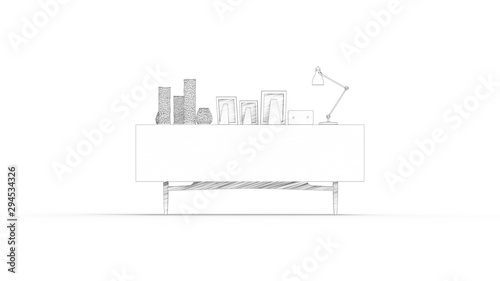 3d rendering of a cabinet isolated in white studio background