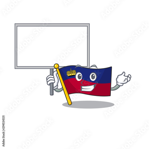 Bring board flag liechtenstein mascot with isolated character