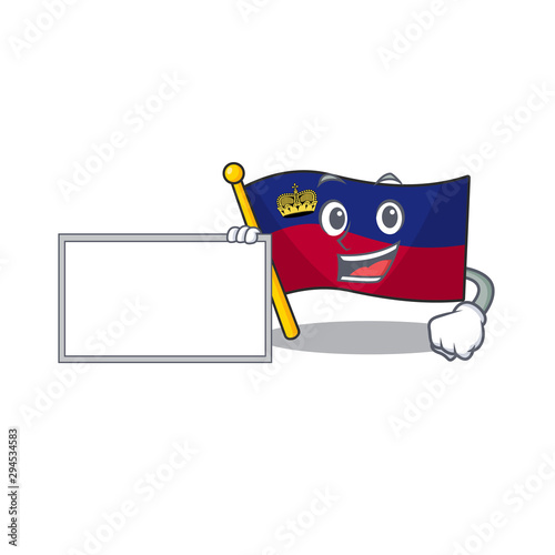 With board flag liechtenstein mascot with isolated character