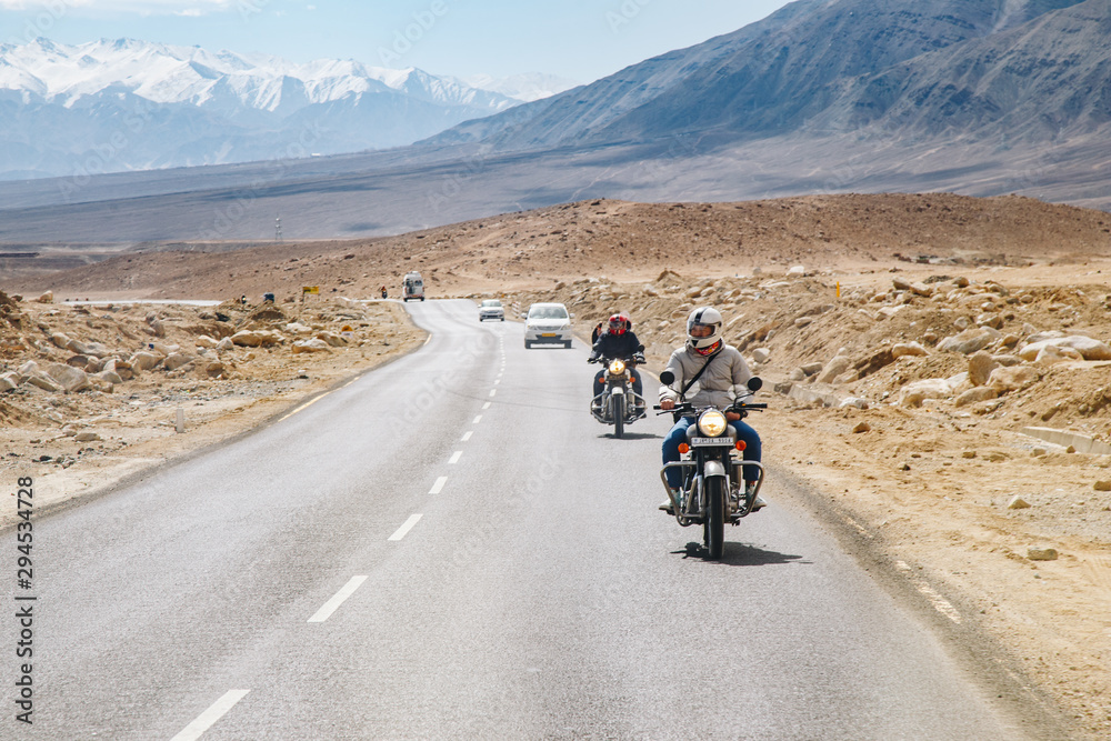 motorcycle on the road in Leh Ladakh, India motorcycle on the road in Leh Ladakh, India