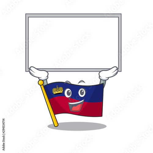 Up board flag liechtenstein mascot with isolated character