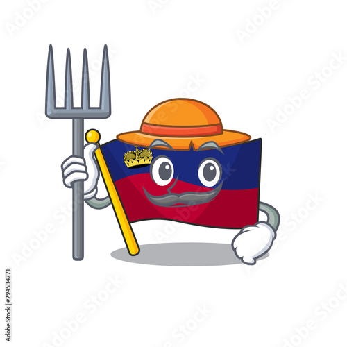 Farmer flag liechtenstein mascot with isolated character