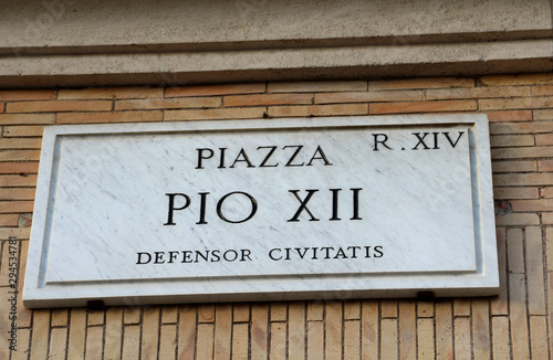 street name Piazza PIO XII in Rome Italy photo
