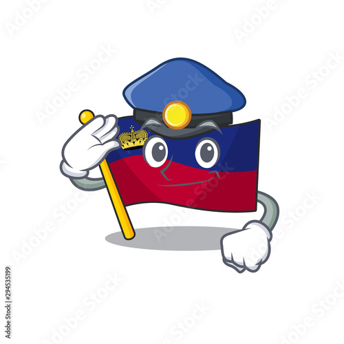 Police flag liechtenstein mascot with isolated character