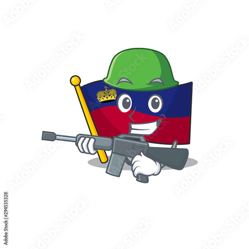 Army flag liechtenstein mascot with isolated character
