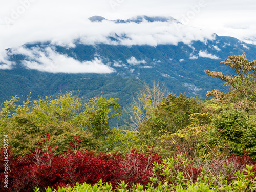 Panoramic view of Japanese Southern Alps from the top of Mount Minobu - Yamanashi prefecture  Japan