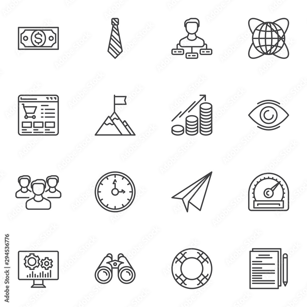 Business startup line icons set. linear style symbols collection ...