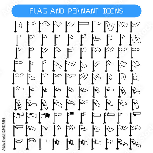 vector set of flag and pennant icons photo