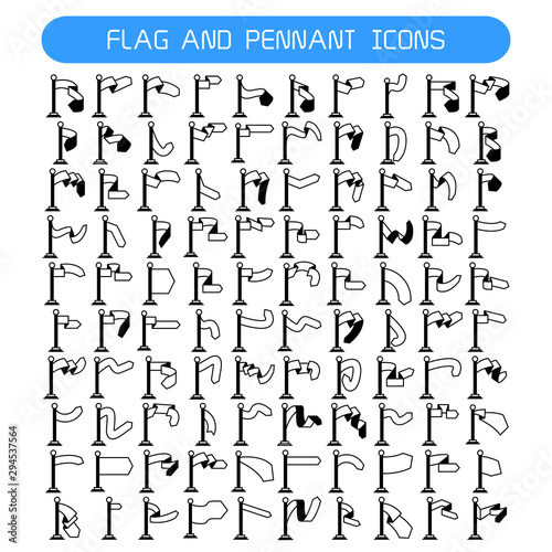 vector set of flag and pennant icons photo