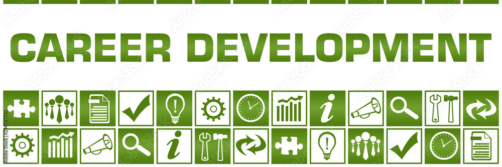 Career Development Green White Box Grid Business Symbols Career Development Green White Box Grid Business Symbols