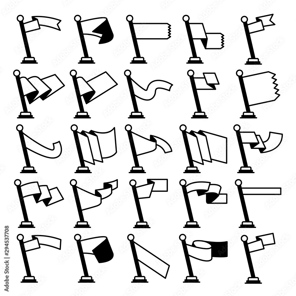 flag and pennant icons set flag and pennant icons set