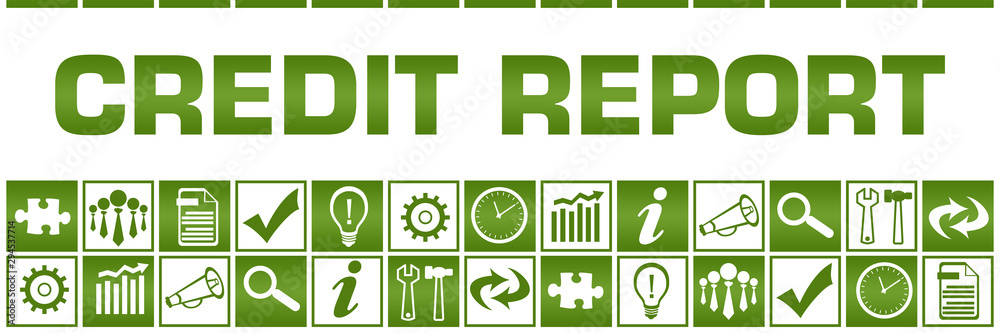 Credit Report Green White Box Grid Business Symbols Credit Report Green White Box Grid Business Symbols