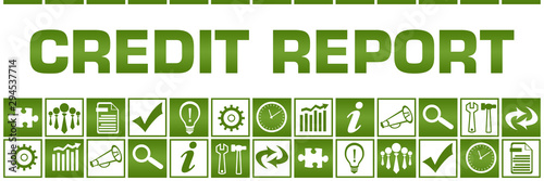 Credit Report Green White Box Grid Business Symbols 
