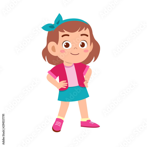 cute kid teen girl show facial expression