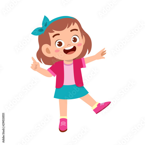cute kid teen girl show facial expression