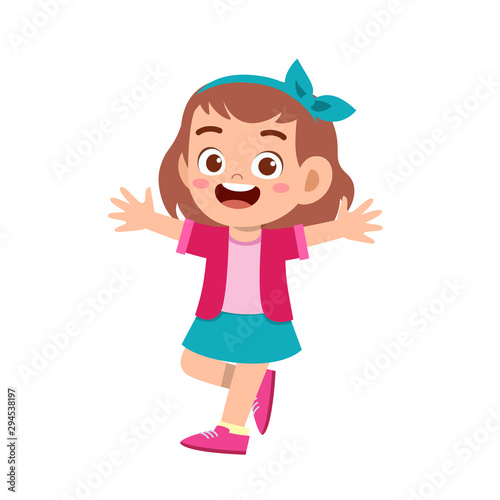 cute kid teen girl show facial expression