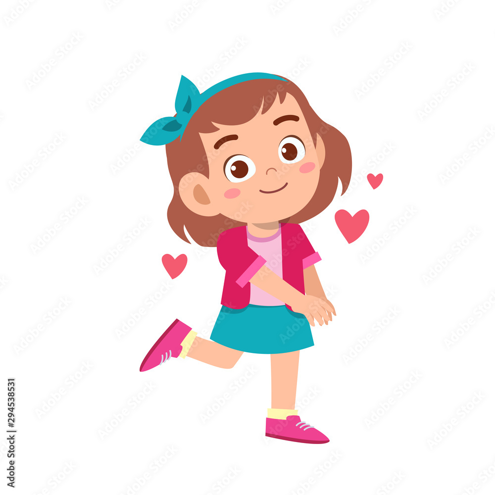 cute kid teen girl show facial expression