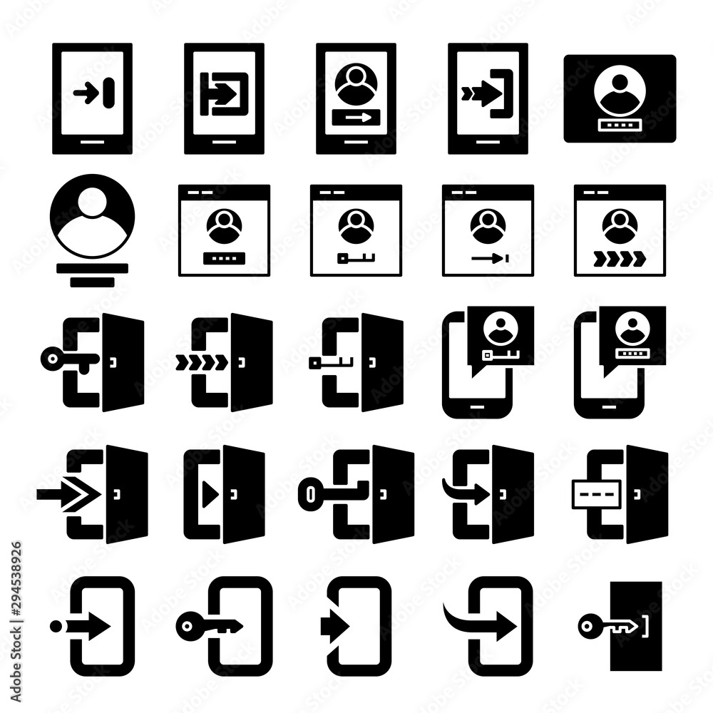 login and sign in icons set login and sign in icons set