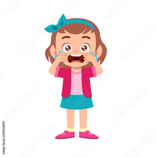 cute kid teen girl show facial expression