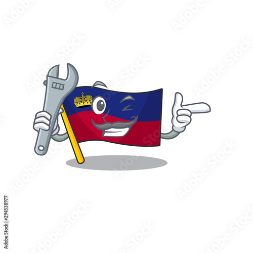 Mechanic flag liechtenstein in the cartoon shape