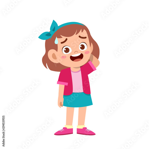 cute kid teen girl show facial expression
