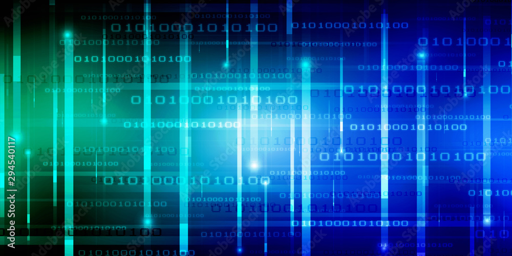 2d illustration abstract digital binary data on computer screen