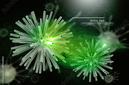 3d rendering Virus bacteria cells background