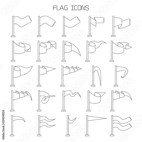 flag and pennant icons set line design