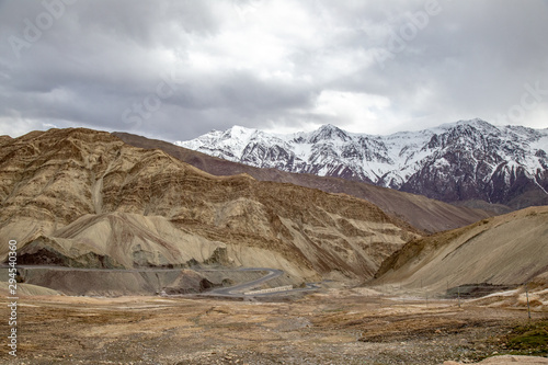 Panorama view of Indus valley,Lah, India. Indus Valley is the largest valley of Ladak. River and water flows towards Pakistan.