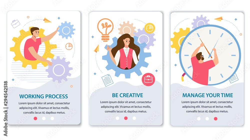 Business Processes Flat Vector Web Banners Set Business Processes Flat Vector Web Banners Set