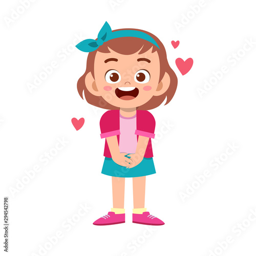cute kid teen girl show facial expression