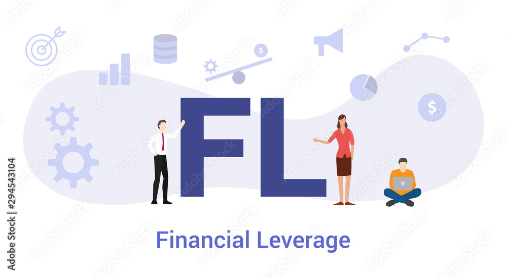 fl financial leverage concept with big word or text and team people with modern flat style - vector fl financial leverage concept with big word or text and team people with modern flat style - vector