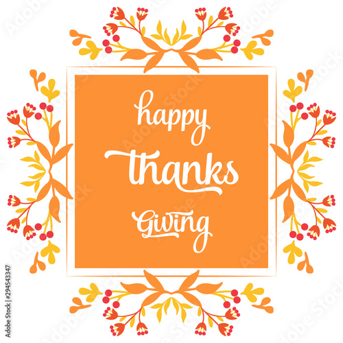 Template for banner of thanksgiving  with drawing of autumn leaves frame. Vector