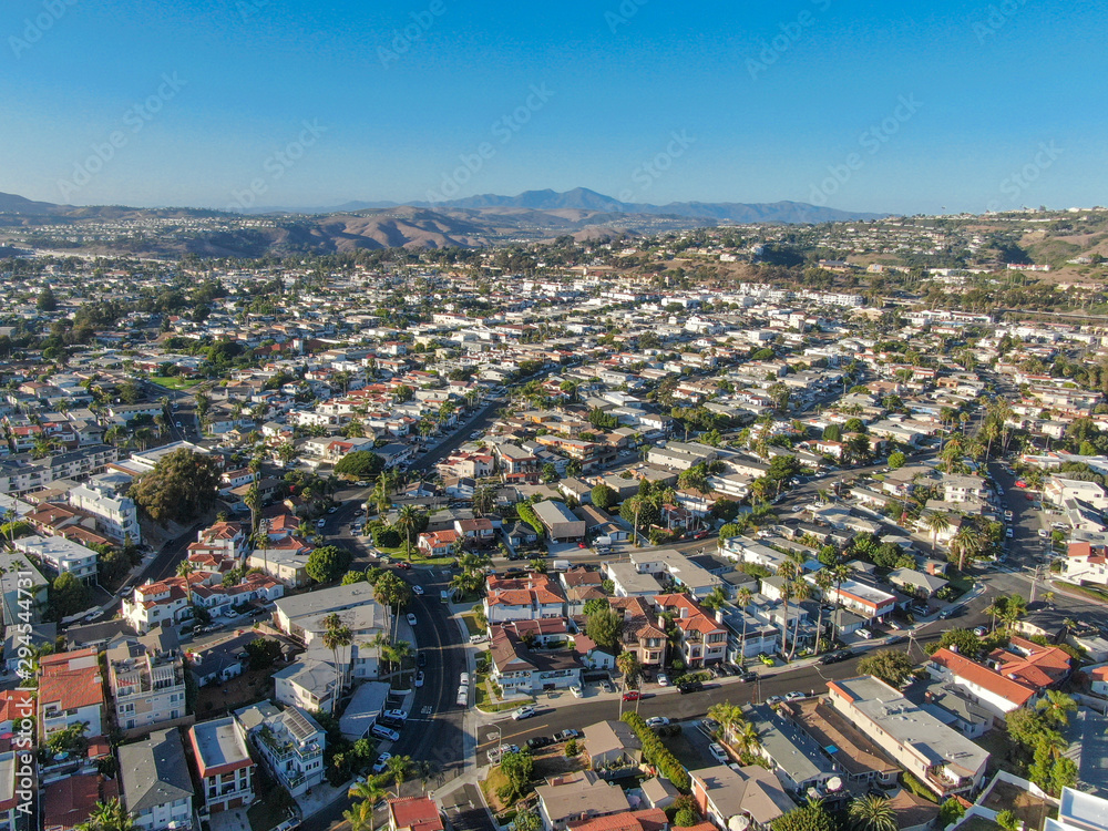 Aerial view of San Clemente coastline town