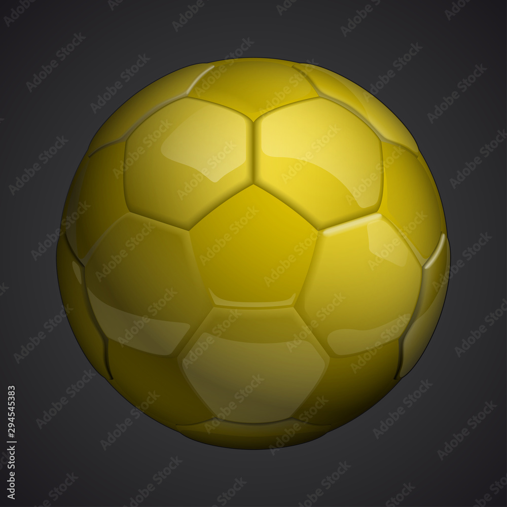 Football championship Design banner. Illustration banner with logo Realistic yellow glossy soccer ball Isolated on background. yellow classic leather football ball Football championship Design banner. Illustration banner with logo Realistic yellow glossy soccer ball Isolated on background. yellow classic leather football ball