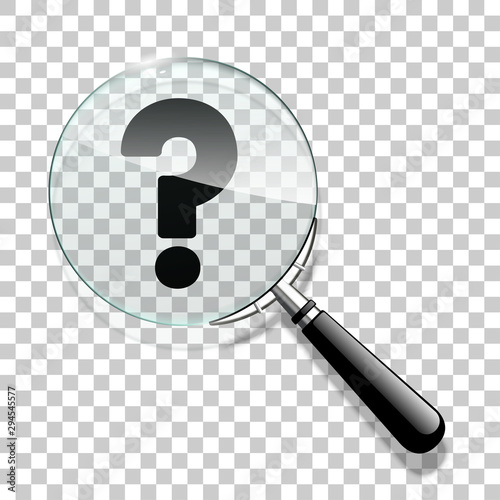 Innovative illustration 3d realistic loupe icon search isolated. Creative banner illustration search for answer to question mark. modern design magnifying glass logo for Zoom And Tool black handle