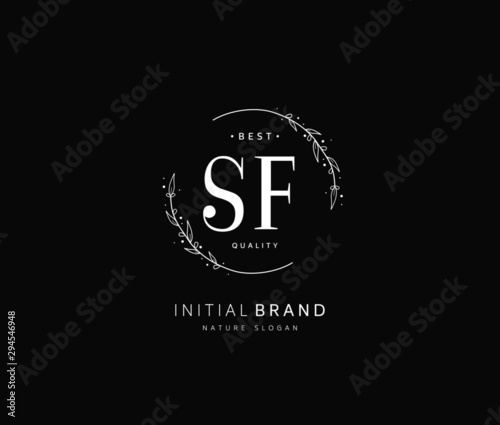 S F SF Beauty vector initial logo, handwriting logo of initial signature, wedding, fashion, jewerly, boutique, floral and botanical with creative template for any company or business.