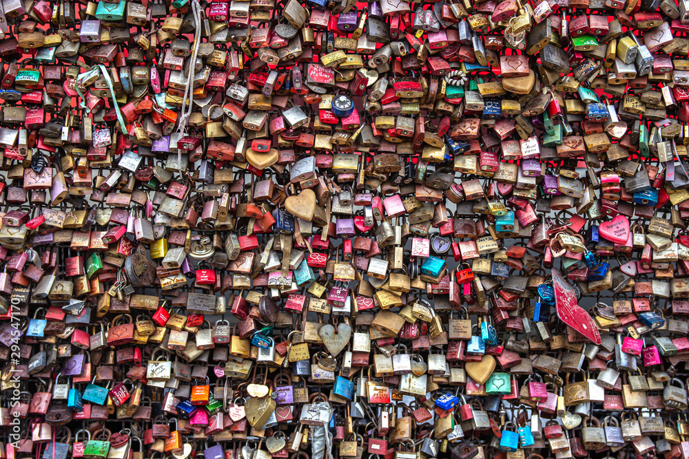 Love Locks on the Hohenzollern Bridge at cologne in germany Love Locks on the Hohenzollern Bridge at cologne in germany