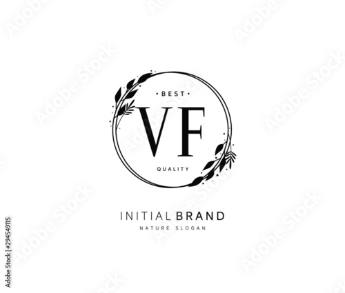 V F VF Beauty vector initial logo, handwriting logo of initial signature, wedding, fashion, jewerly, boutique, floral and botanical with creative template for any company or business.