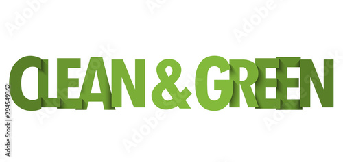 CLEAN & GREEN green gradient vector typography banner