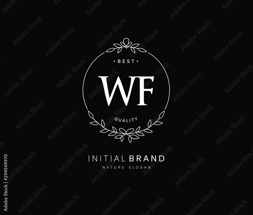 W F WF Beauty vector initial logo, handwriting logo of initial signature, wedding, fashion, jewerly, boutique, floral and botanical with creative template for any company or business.