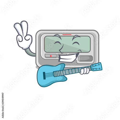 With guitar toy pager in the character shape