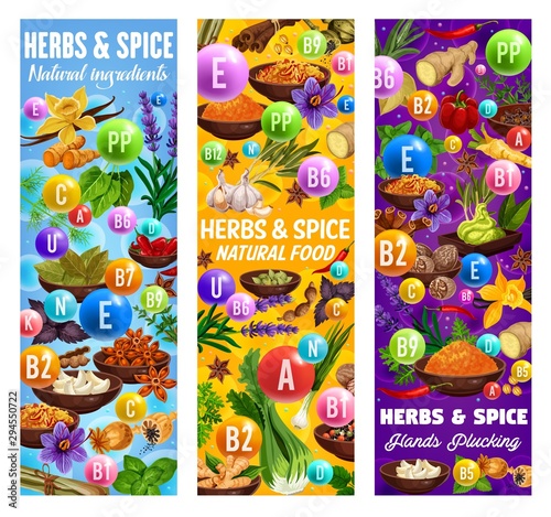 Vitamins in spices and herbs. Food seasonings