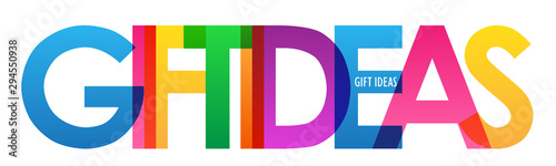 GIFT IDEAS colorful rainbow typography banner